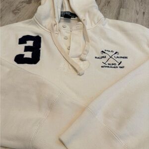 Ralph Lauren Cream Hoodie with Navy Accents